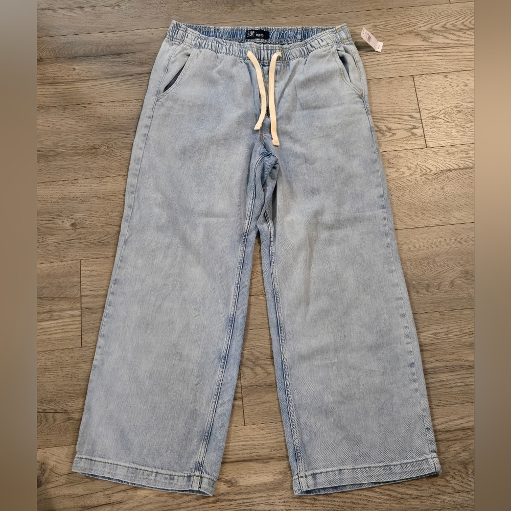 GAP Light Wash Wide Leg Drawstring Jeans Size L